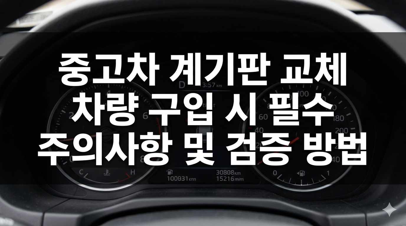중고차 계기판 교체 차량 구입 시 필수 주의사항 및 검증 방법